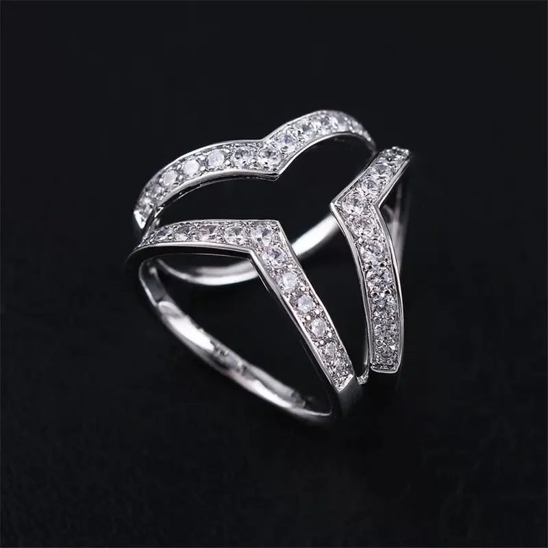 ♥️Limited quantity♥️Women's scarf ring, silver stone, V-shaped buckle