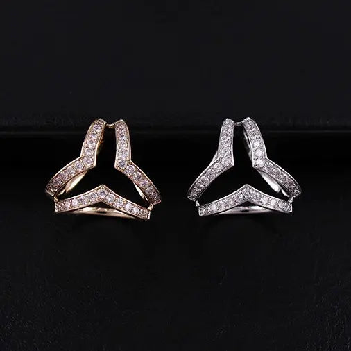 ♥️Limited quantity♥️Women's scarf ring, silver stone, V-shaped buckle