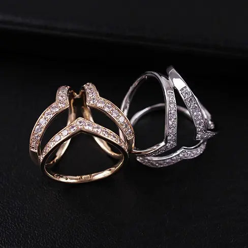 ♥️Limited quantity♥️Women's scarf ring, silver stone, V-shaped buckle