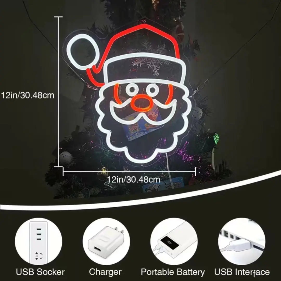 Santa Claus Neon ❤️LED wall lamp ⭐️wall hanging ⭐️USB power supply ⭐️31×30cm