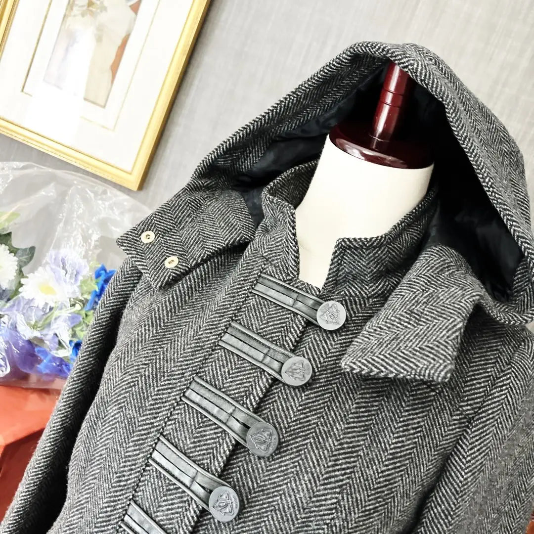 Good condition GUCCI Cashmere Herringbone Down Jacket Tweed Coat