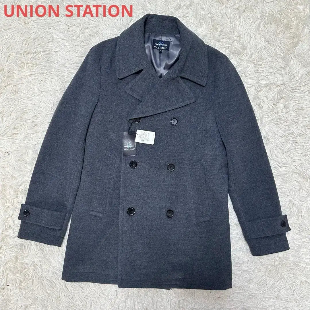 New unused tag Union station peel coat gray cold protection business | 新品未使用タグ付き　ユニオンステーション　ピーコート　グレー　防寒　ビジネス