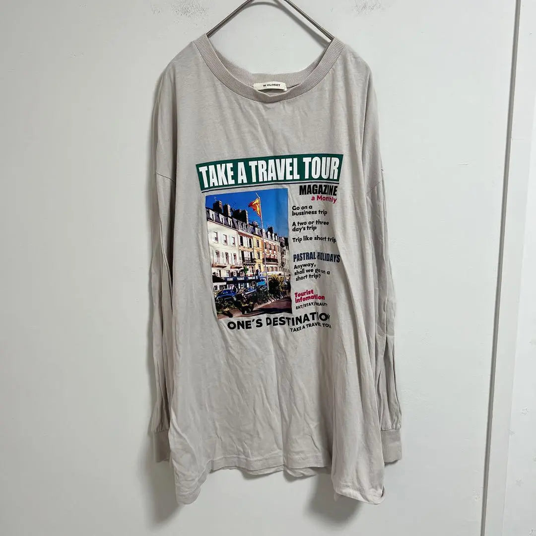 [wcloset double closet] Printed long-sleeved T-shirt, washable