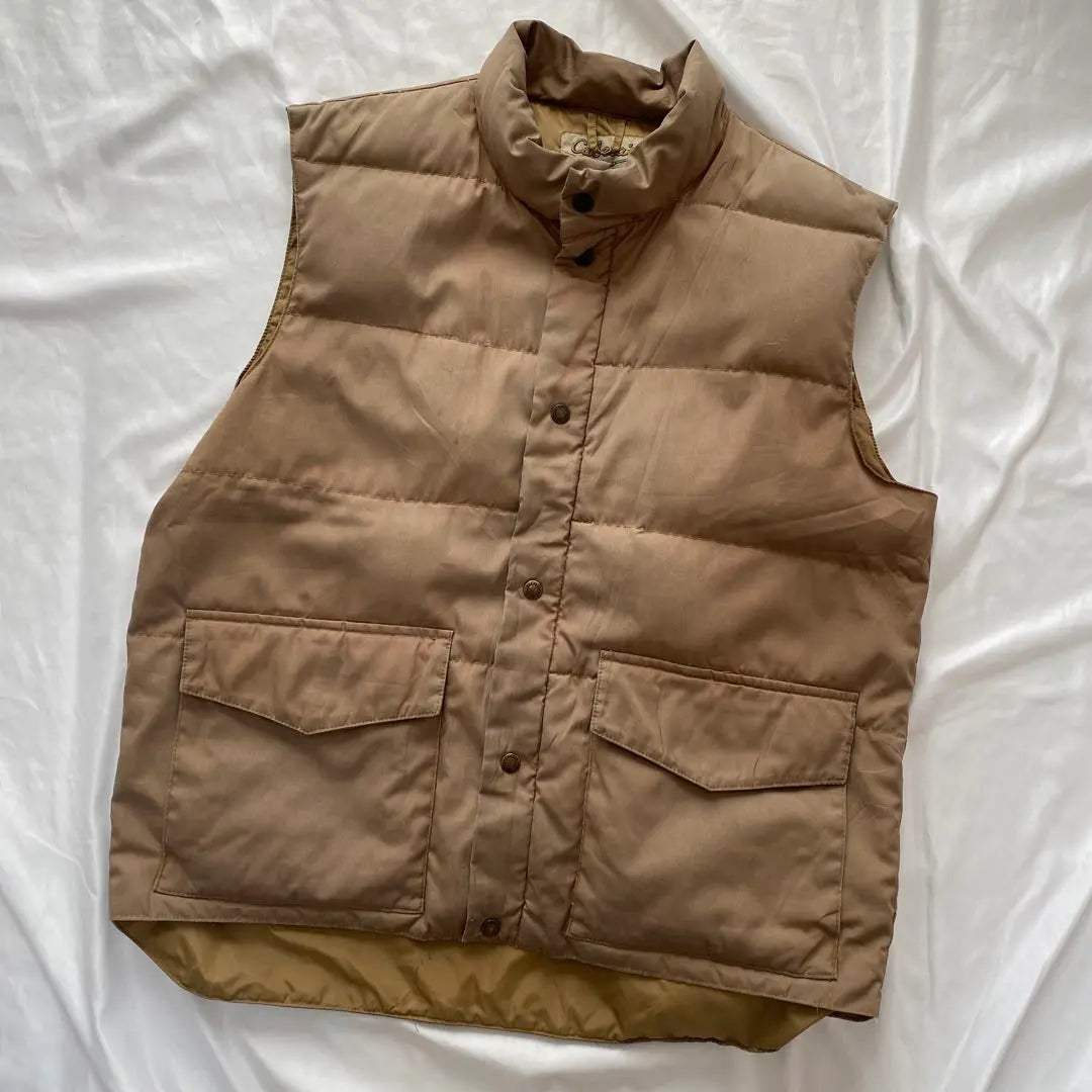 L/Used Cabellas Down Vest Men's 90s Brown