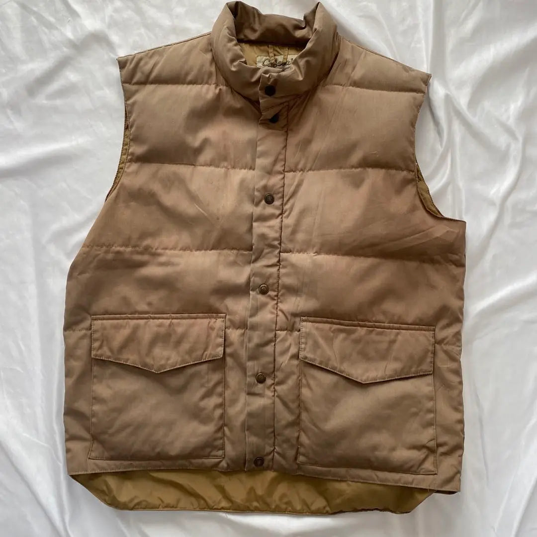 L/Used Cabellas Down Vest Men's 90s Brown