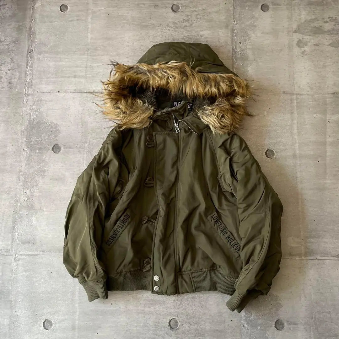 y2k 00s N2-B Fur Military Bomber Jacket Short Length Heisei