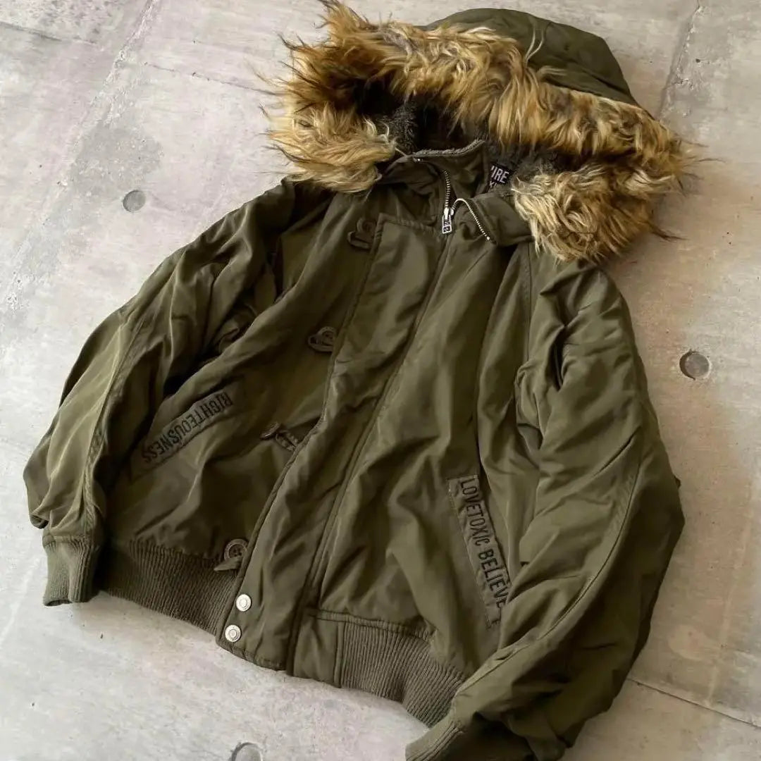 Chaqueta bomber militar de piel N2-B de los años 00 y2k de longitud corta de Heisei