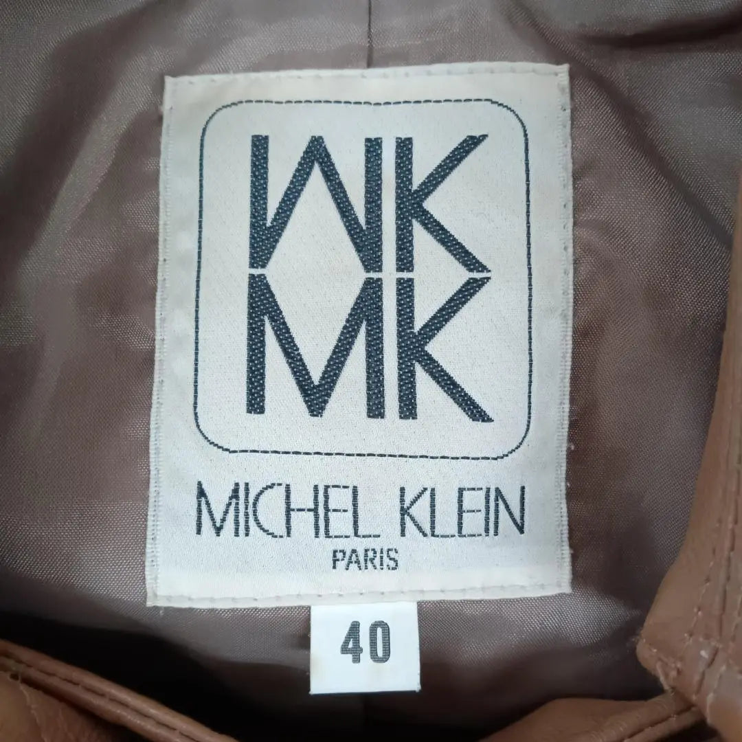 ★ Traducido ★ MICHEL KLEIN Chaqueta de cuero genuino de cerdo con bolsillo 100 % | ★訳あり★ MICHEL KLEIN 本革 ジャケット 豚革100％ ポケット付