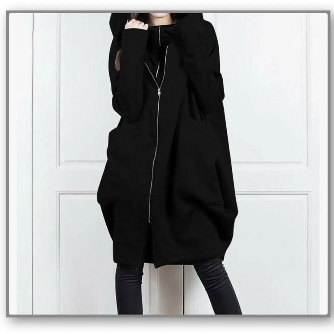 Sweatshirt Hoodie Women's Zip Up Black