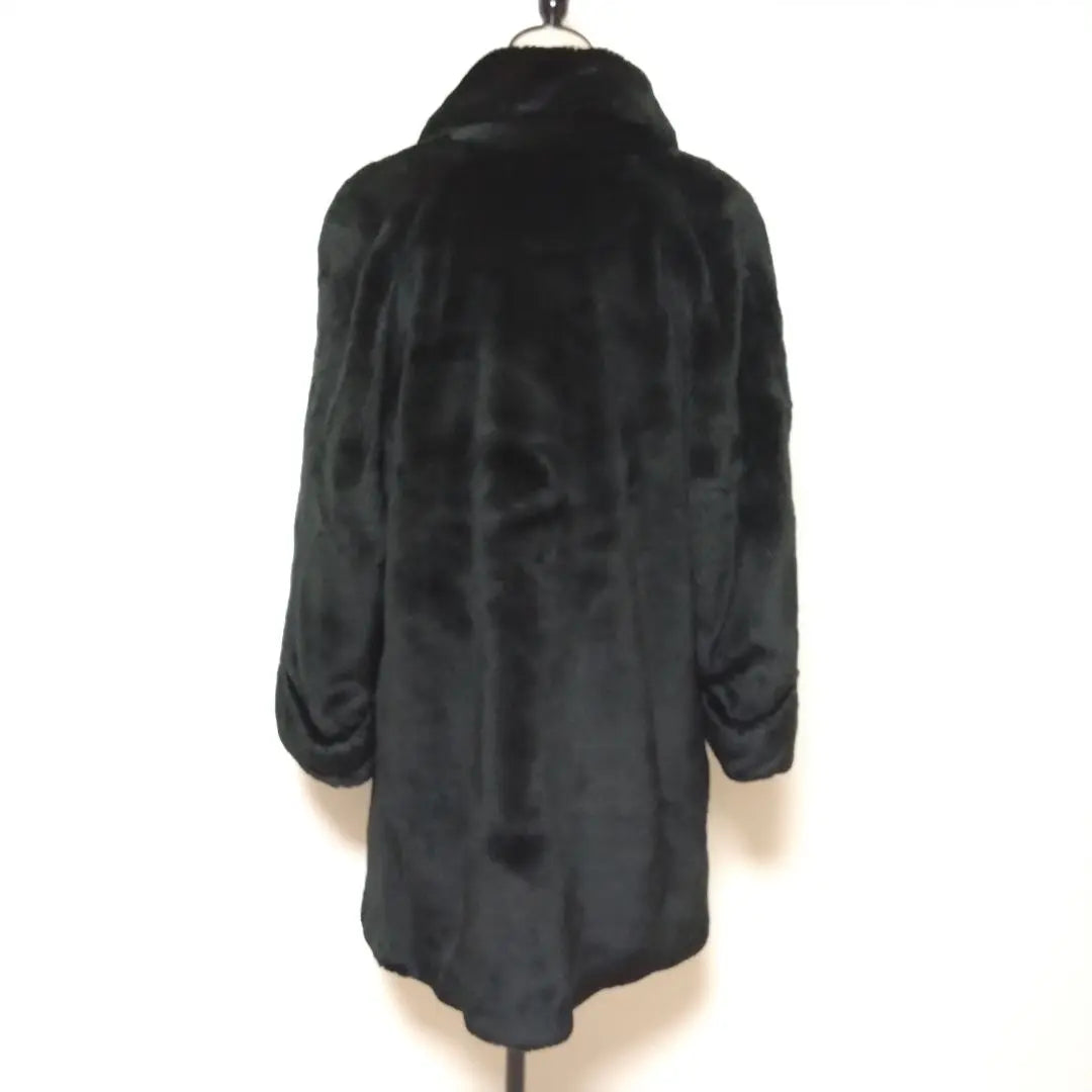 MELROSE Heisei Retro Long Coat Women's Fur Coat Black