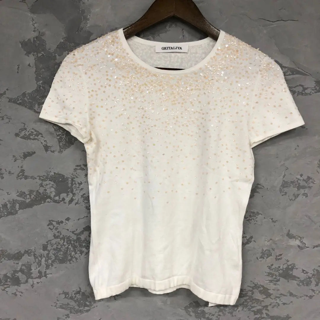 GKITALIYA White Sequin Short Sleeve Knit