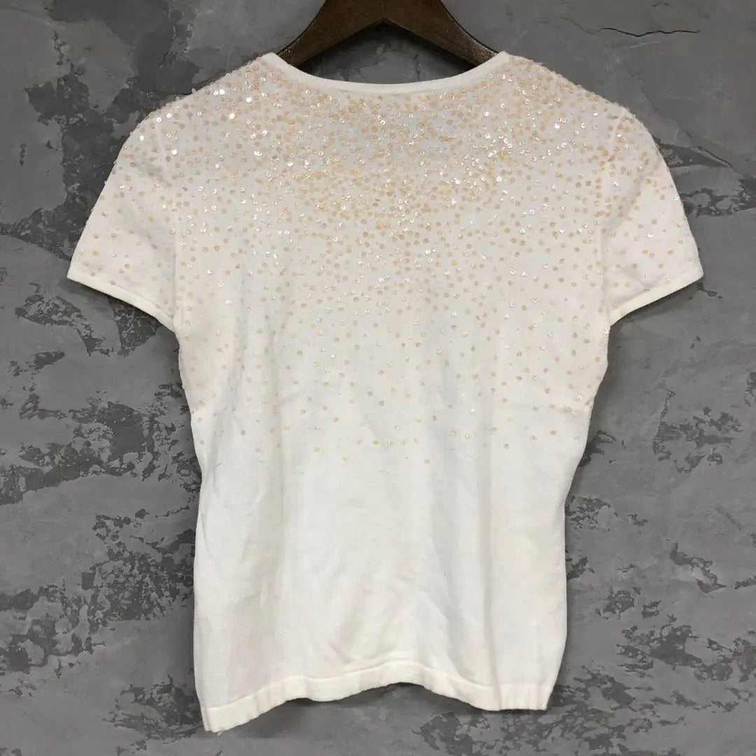 GKITALIYA White Sequin Short Sleeve Knit