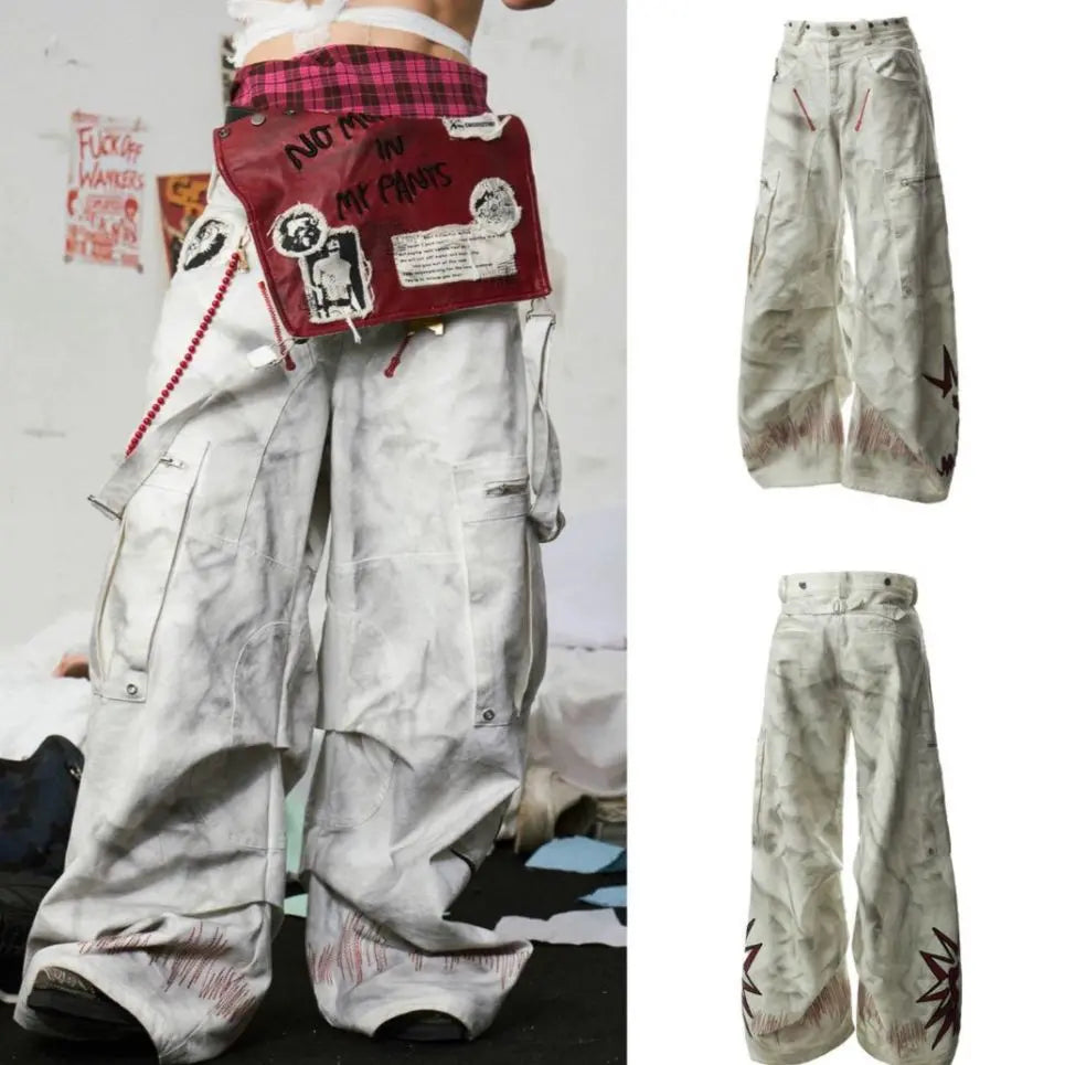 EMOBROTHER Pants Overalls Removable y2k