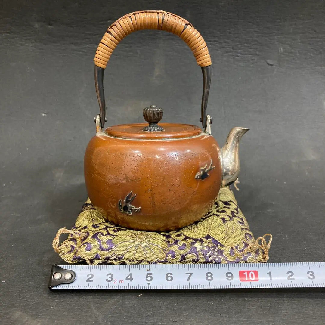 Iron kettle, iron bottle, teapot, Munehiro, silver, copper