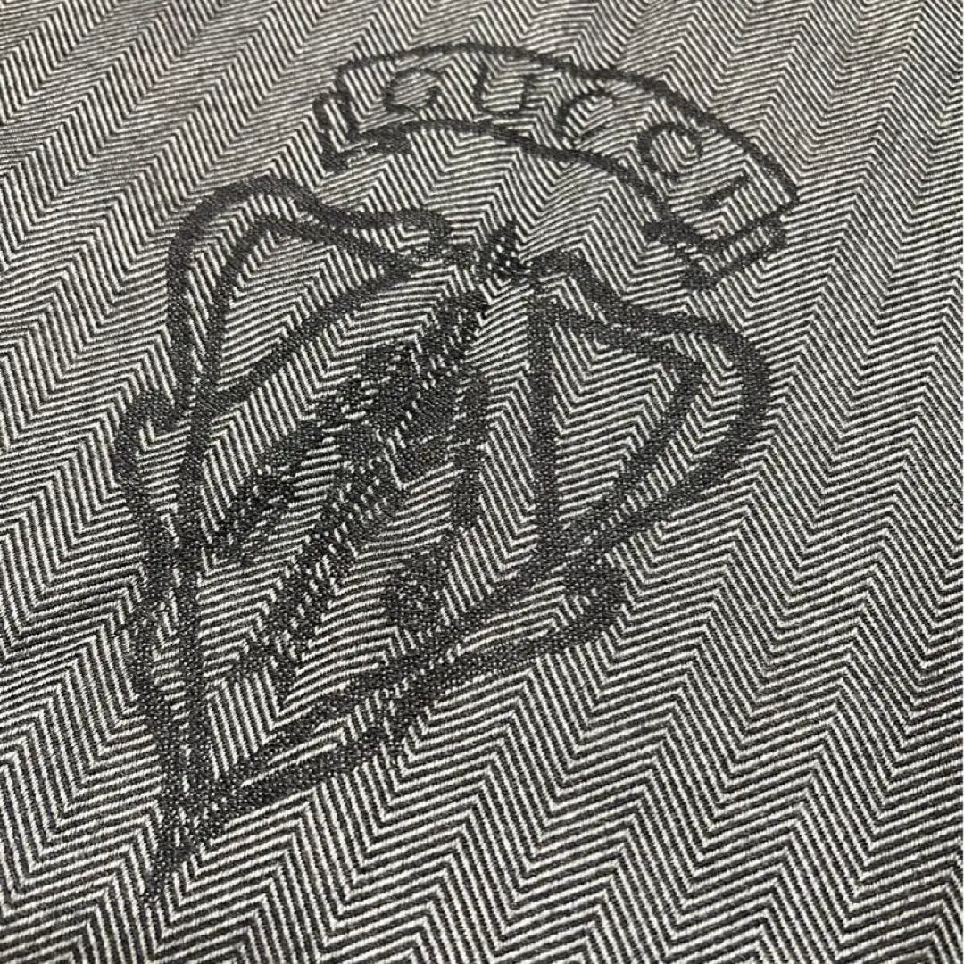 [Rare] Old Gucci Logo Crest Herringbone Muffler Gray