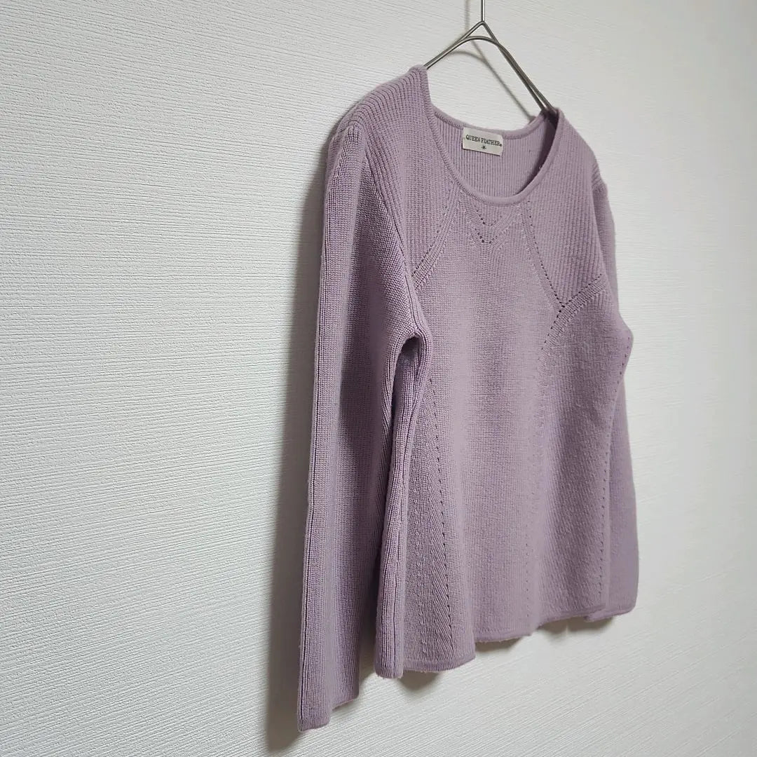 Jersey de punto Queen Feather [M] Pelo morado 100% Liso simple | クィーンフェザー ニット セーター【M】パープル 毛100% シンプル 無地