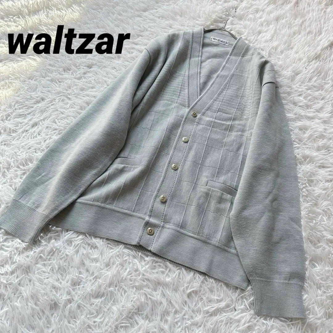 [Walzer] Long sleeve knit cardigan black check loose casual M