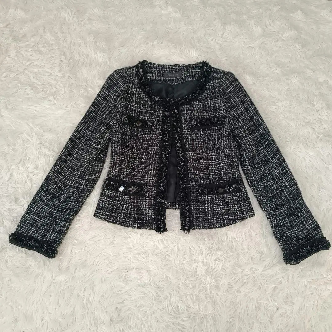 Tweed lame mixed, no collar set-up, black, M, mom's suit, entrance and graduation ceremony