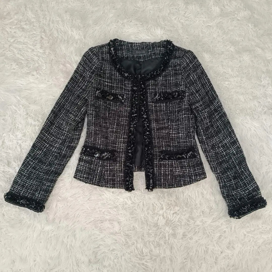 Tweed lame mixed, no collar set-up, black, M, mom's suit, entrance and graduation ceremony