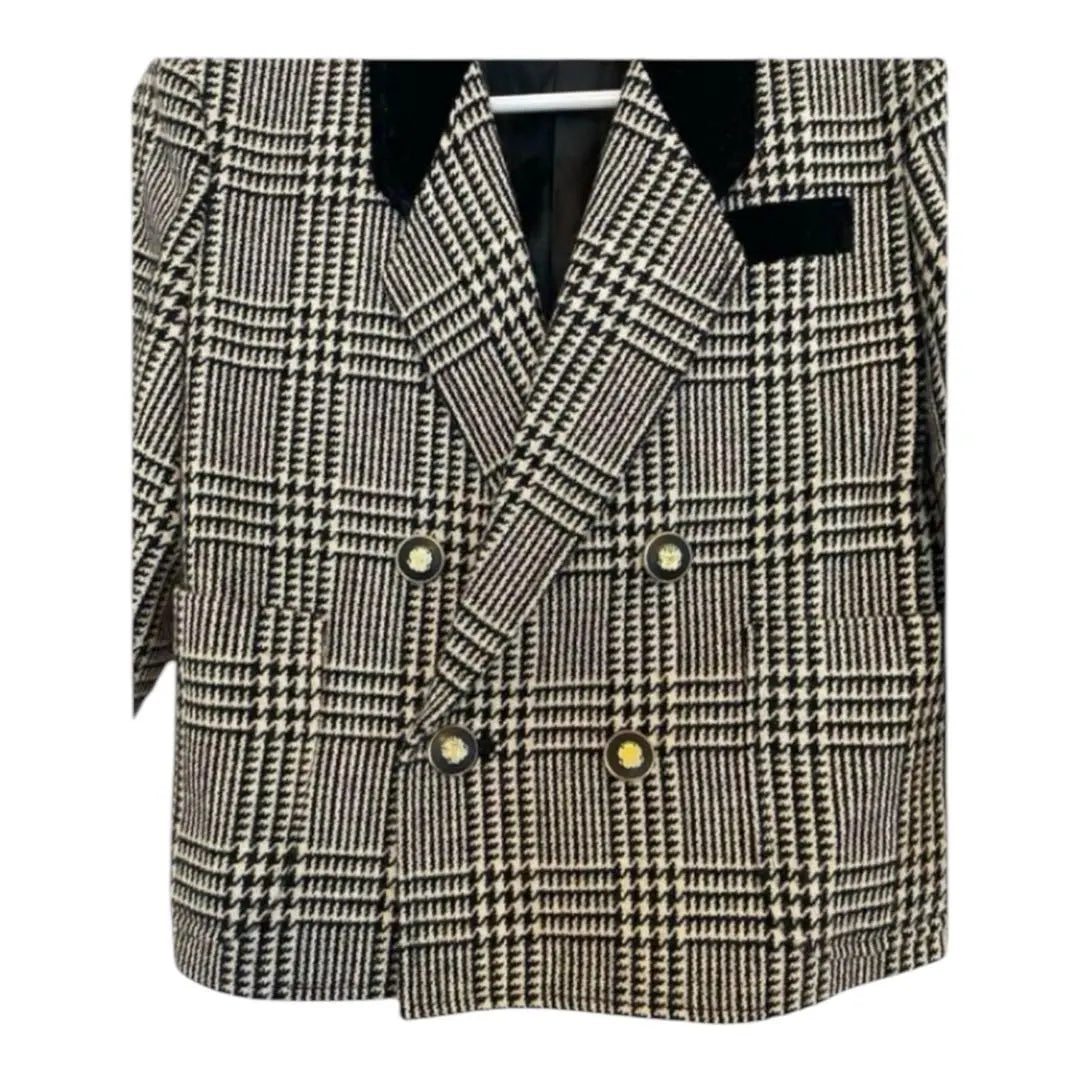 [Good condition] Jacket, Formal, Ceremony, Blazer, Black, Houndstooth Pattern, 100