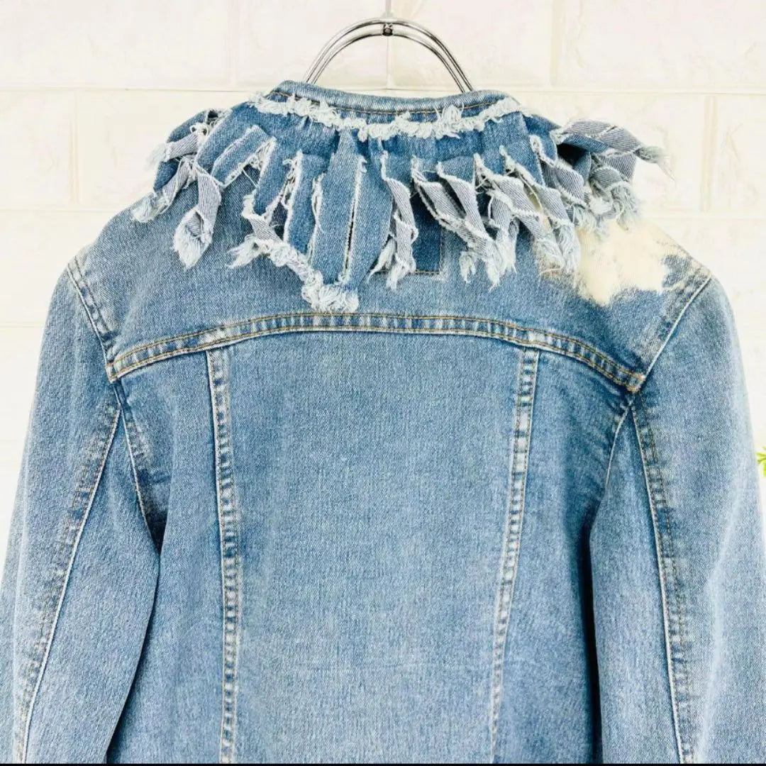 M -Jeans Collection Fringe G Jean Cover Todo lavado a la piedra [S] | エムジーンズコレクションフリンジGジャンカバーオールストーンウォッシュド【S】