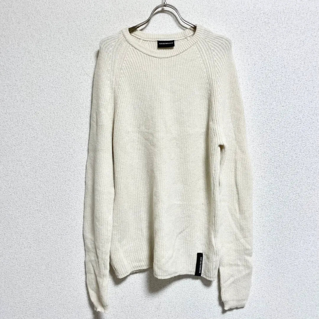 Emporio Armani Long Sleeve Wool Knit Sweater Ivory Men's M