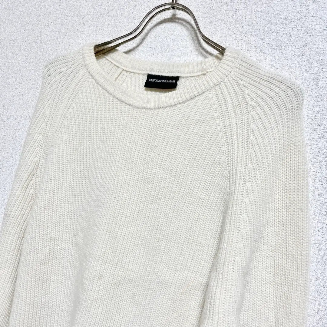 Emporio Armani Long Sleeve Wool Knit Sweater Ivory Men's M