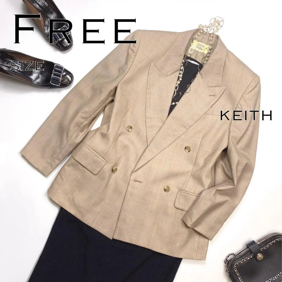 Keith Keith Double button Genkeck Pattern Wool Teering Jacket Beige