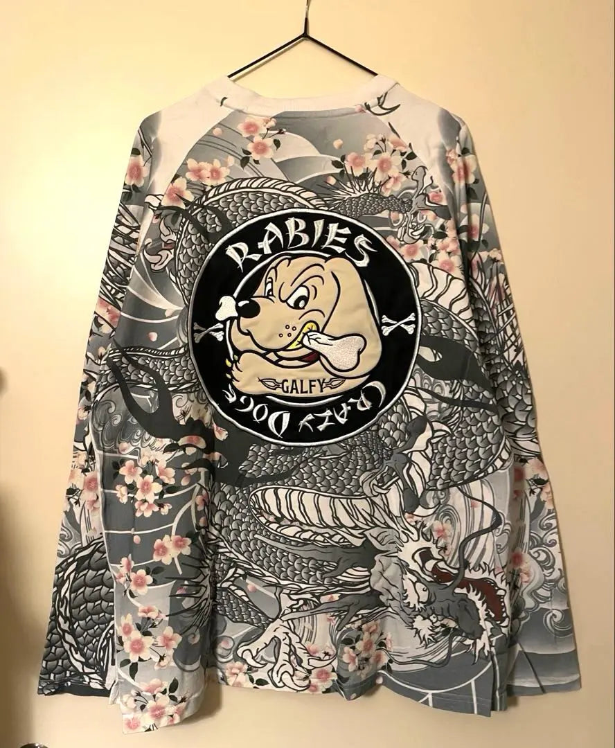 [Reasonable] GALFY Fourth Generation Mandachi Japanese Pattern Big Embroidered Logo Long T-Modern Dog