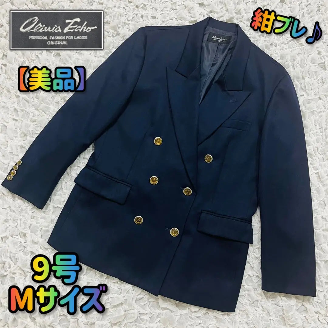 Chaqueta Olivia de doble sastrería con botones dorados para mujer, azul marino, n.º 9 M