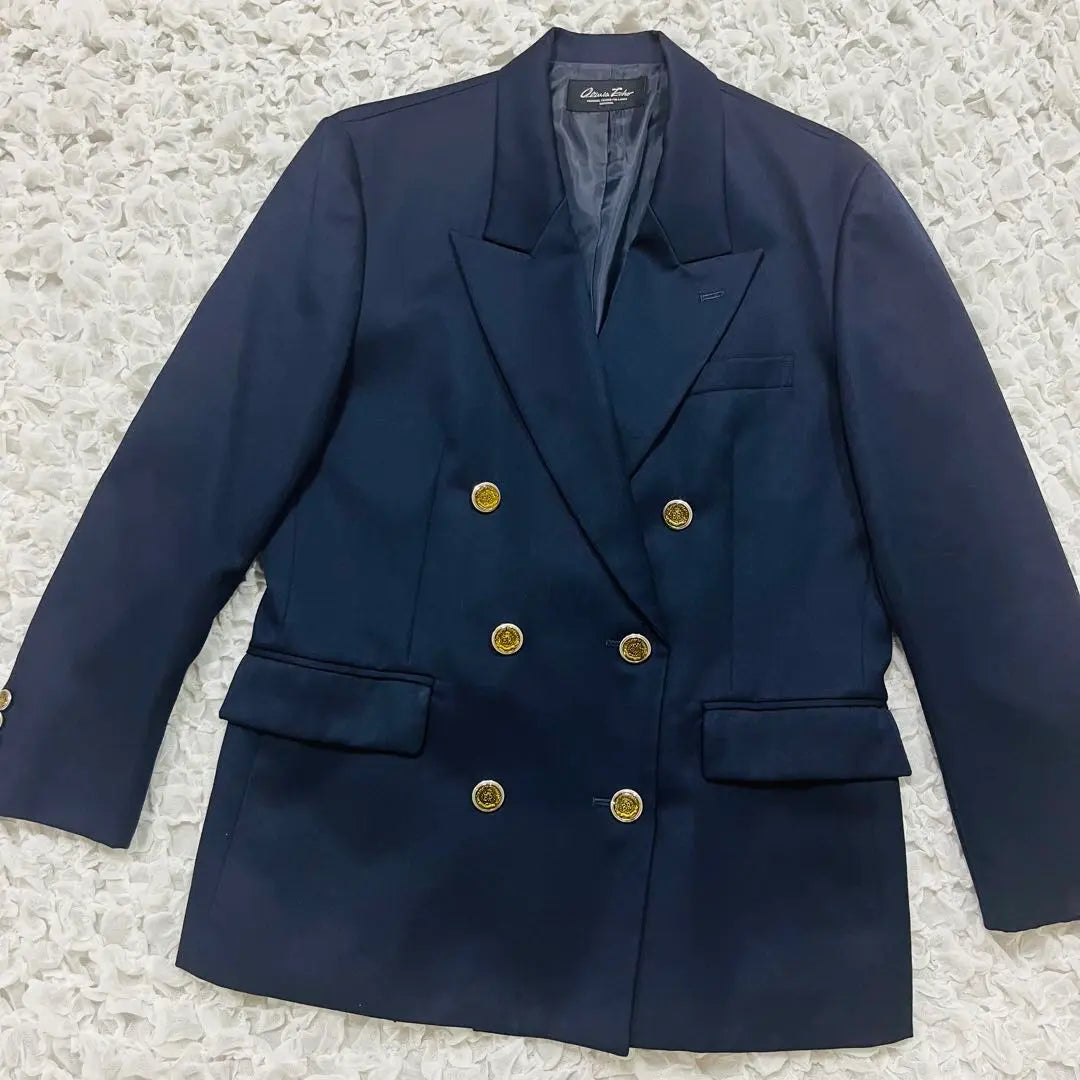 Chaqueta Olivia de doble sastrería con botones dorados para mujer, azul marino, n.º 9 M