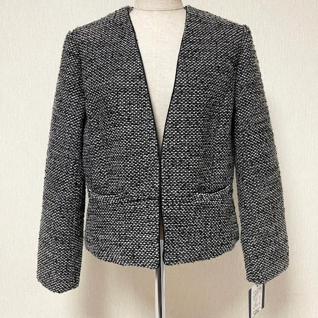 OPAQUE.CLIP Opaque Tweed No Collar Jacket Black L