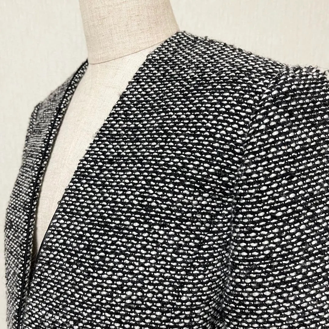 OPAQUE.CLIP Opaque Tweed No Collar Jacket Black L