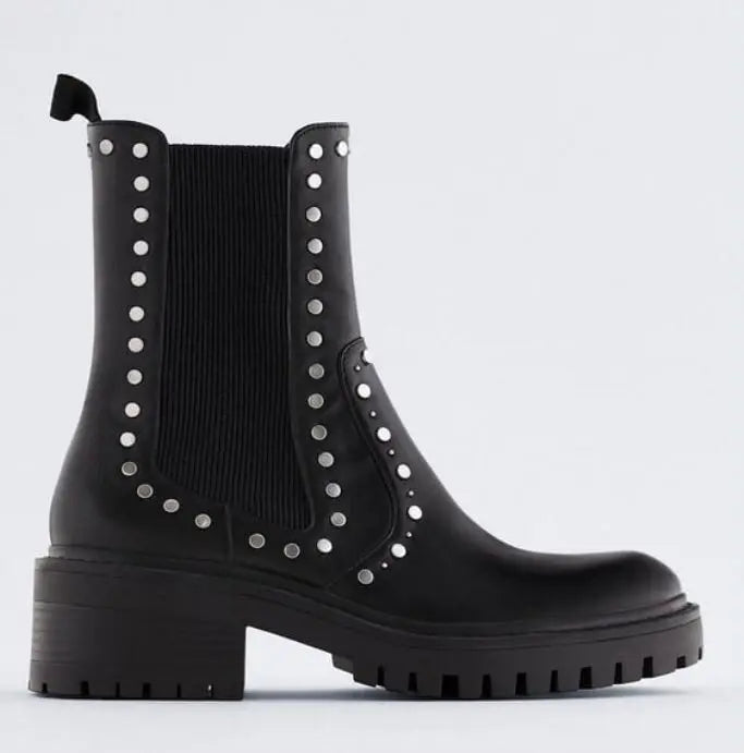 New ZARA studded ankle boots Black 37 24cm