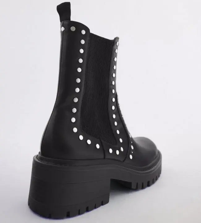 New ZARA studded ankle boots Black 37 24cm