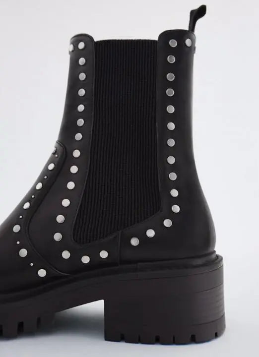 New ZARA studded ankle boots Black 37 24cm