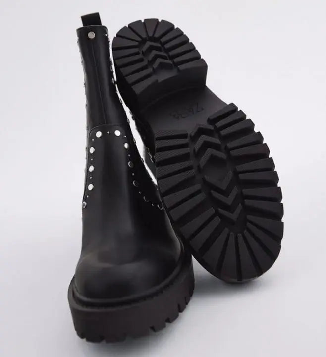 New ZARA studded ankle boots Black 37 24cm