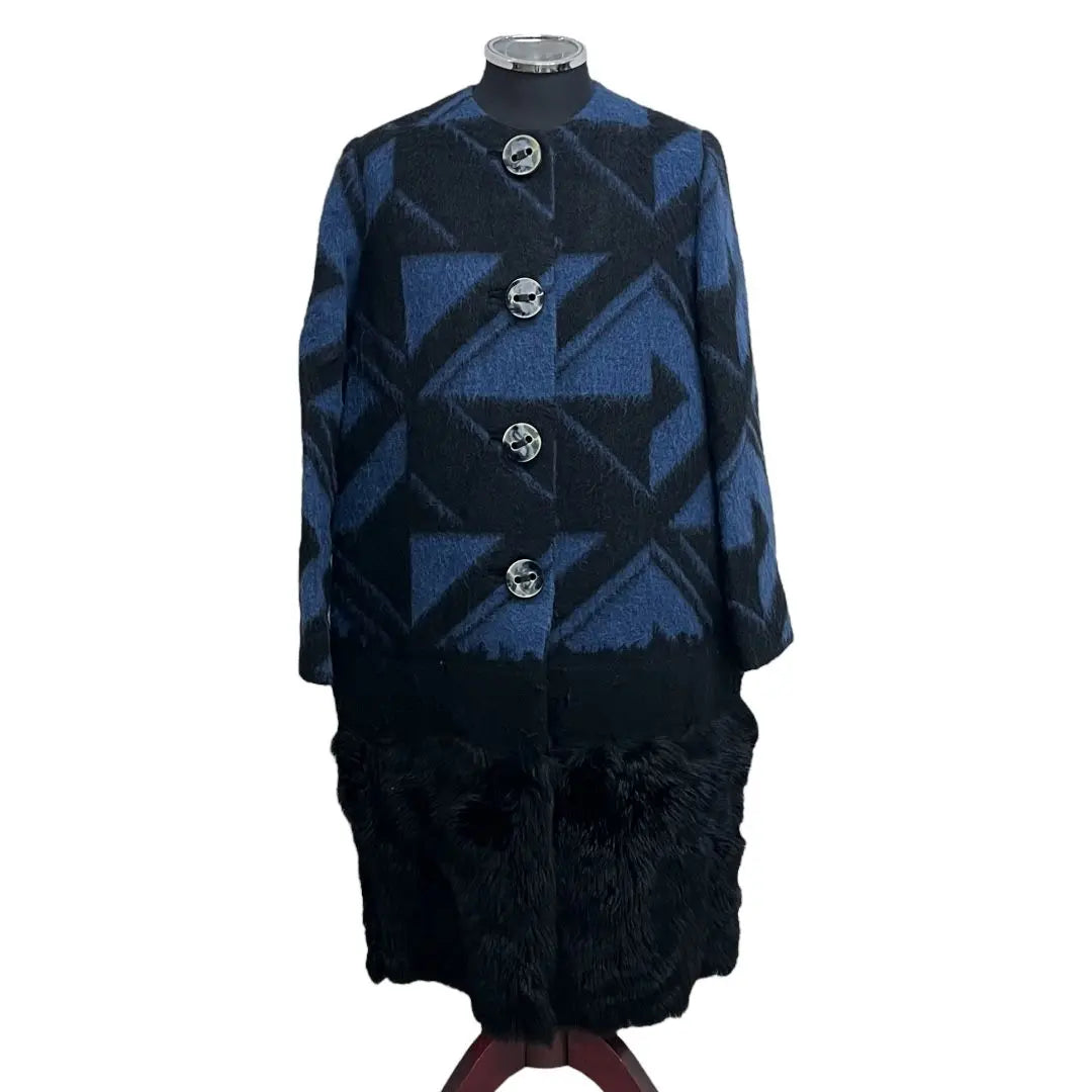 Fendi Lamfa Alpaca Wool Geometric Collarless Coat