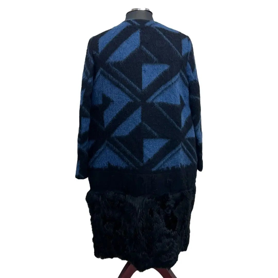 Fendi Lamfa Alpaca Wool Geometric Collarless Coat