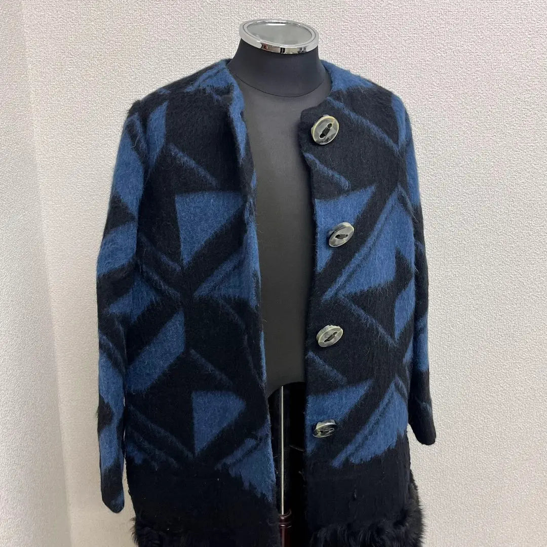 Fendi Lamfa Alpaca Wool Geometric Collarless Coat