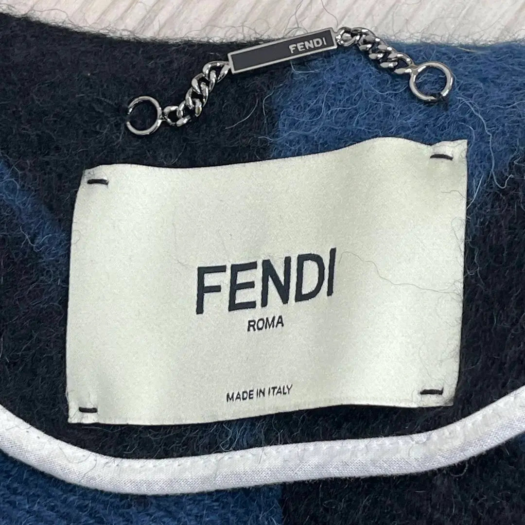 Fendi Lamfa Alpaca Wool Geometric Collarless Coat