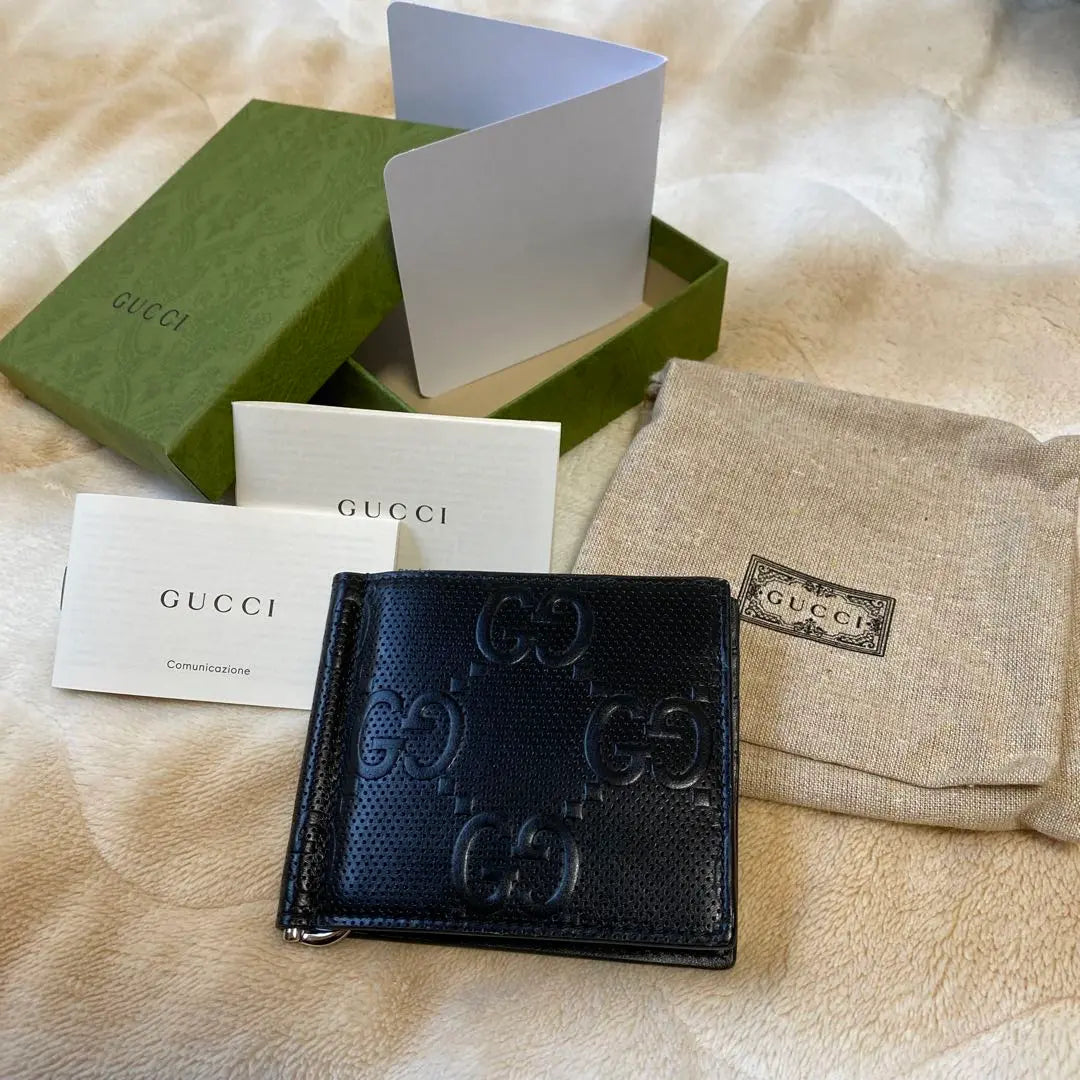 GUCCI Embossed Leather Money Clip