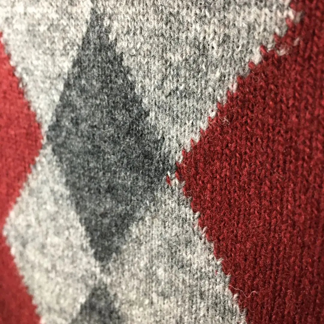 [Used clothing for unique design] Made in Italy, all-over pattern knit, trasaldi, argyle pattern, L