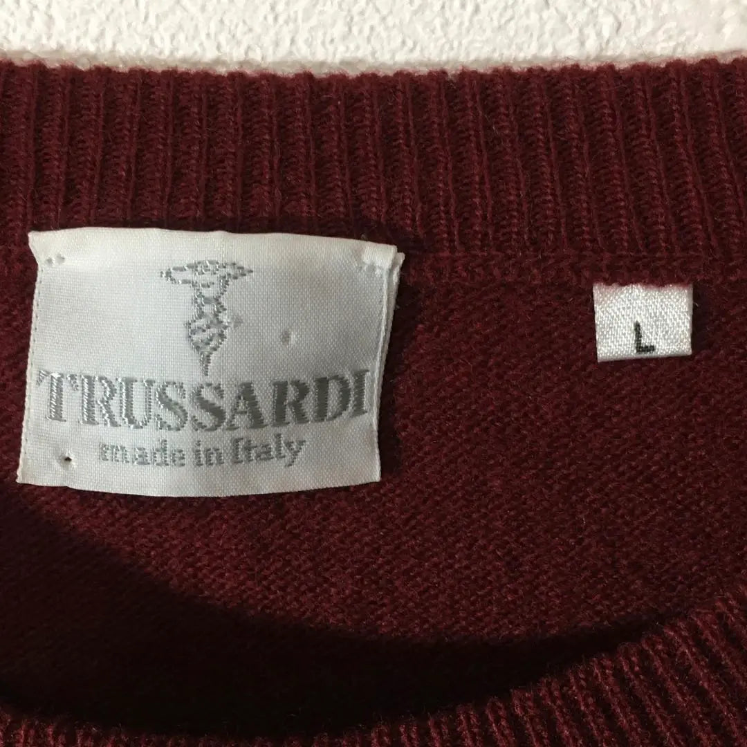 [Used clothing for unique design] Made in Italy, all-over pattern knit, trasaldi, argyle pattern, L