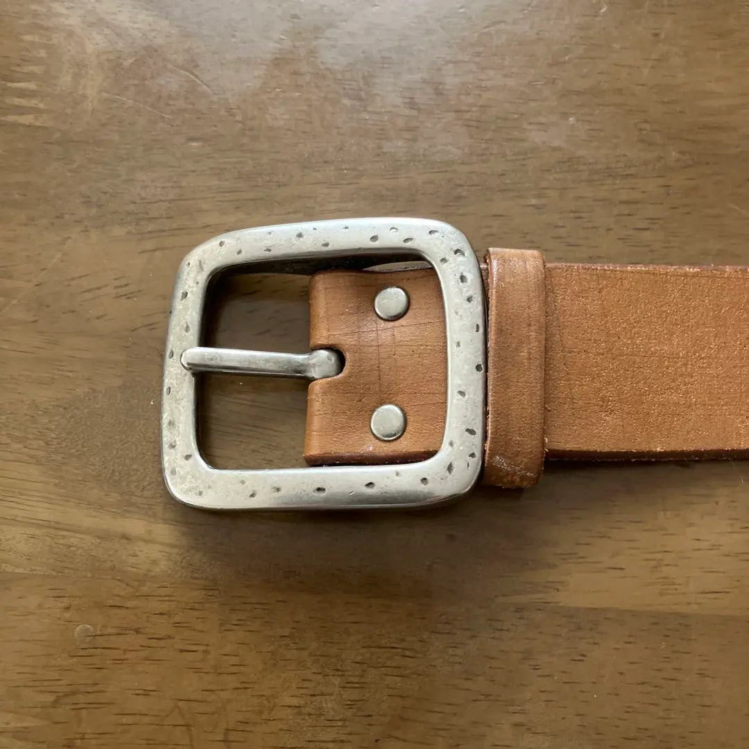 Brown leather belt square buckle