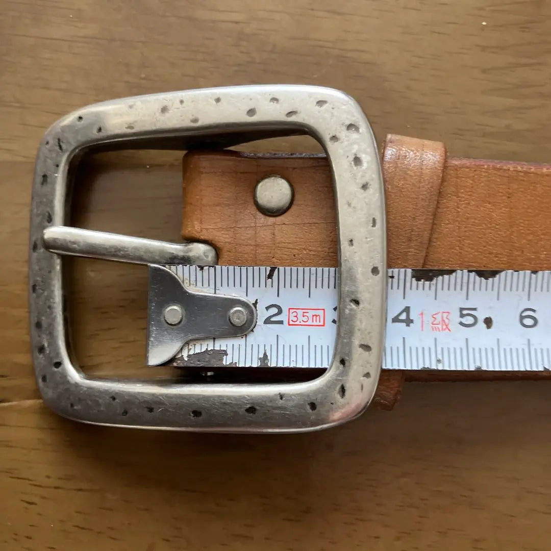 Brown leather belt square buckle