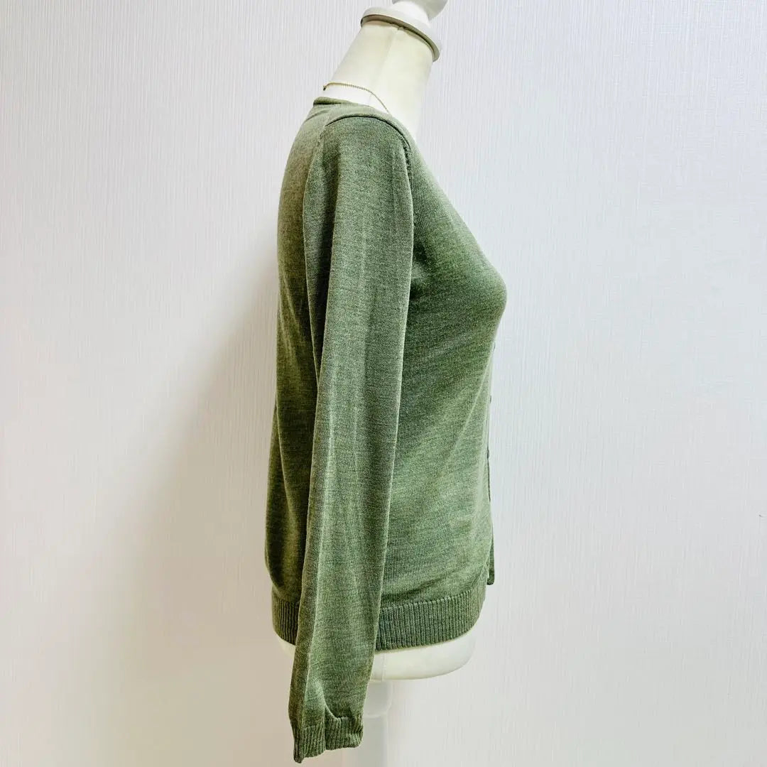 Uniqlo 100% stretch wool high gauge knit cardigan Sage Green