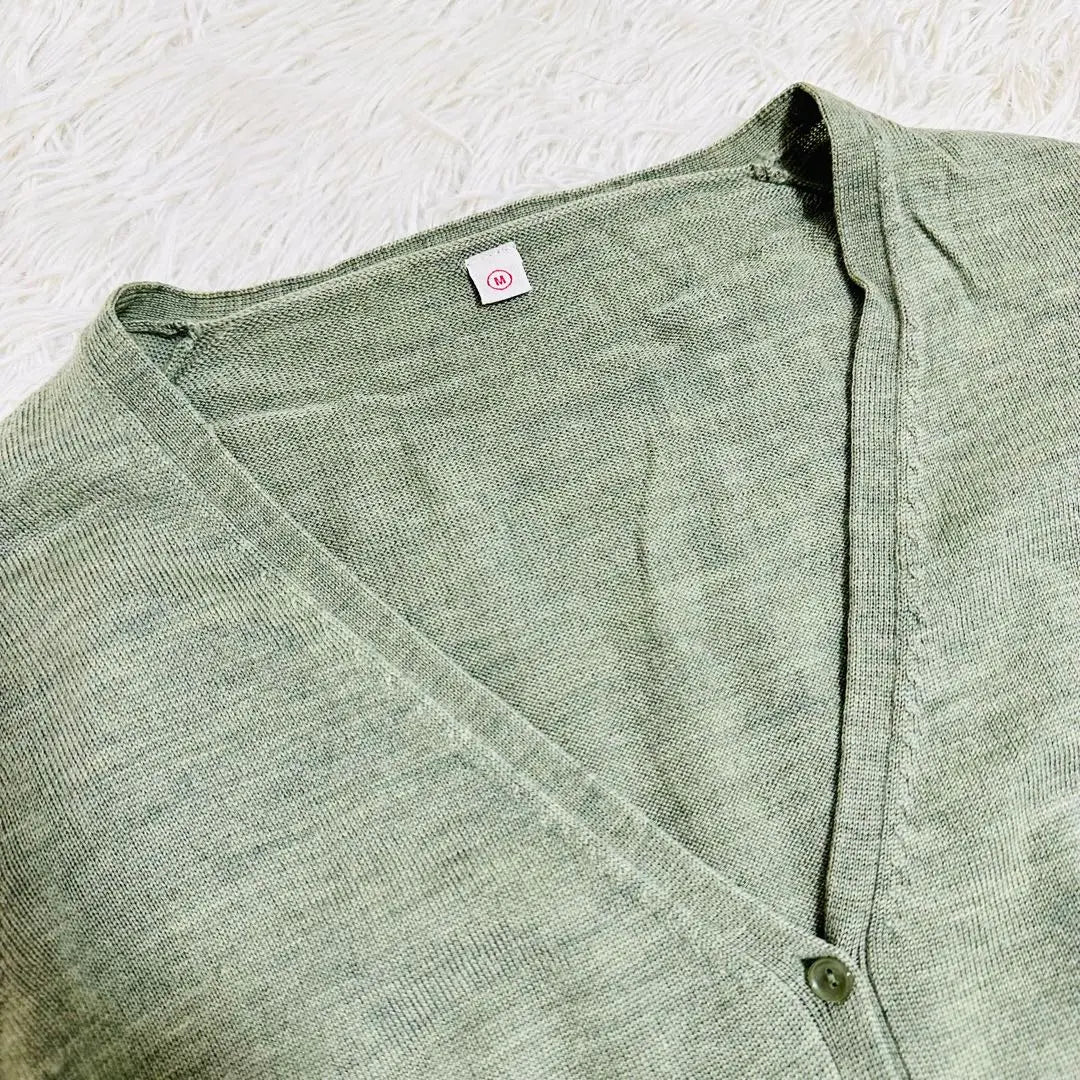 Uniqlo 100% stretch wool high gauge knit cardigan Sage Green