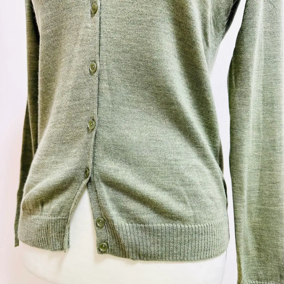 Uniqlo 100% stretch wool high gauge knit cardigan Sage Green