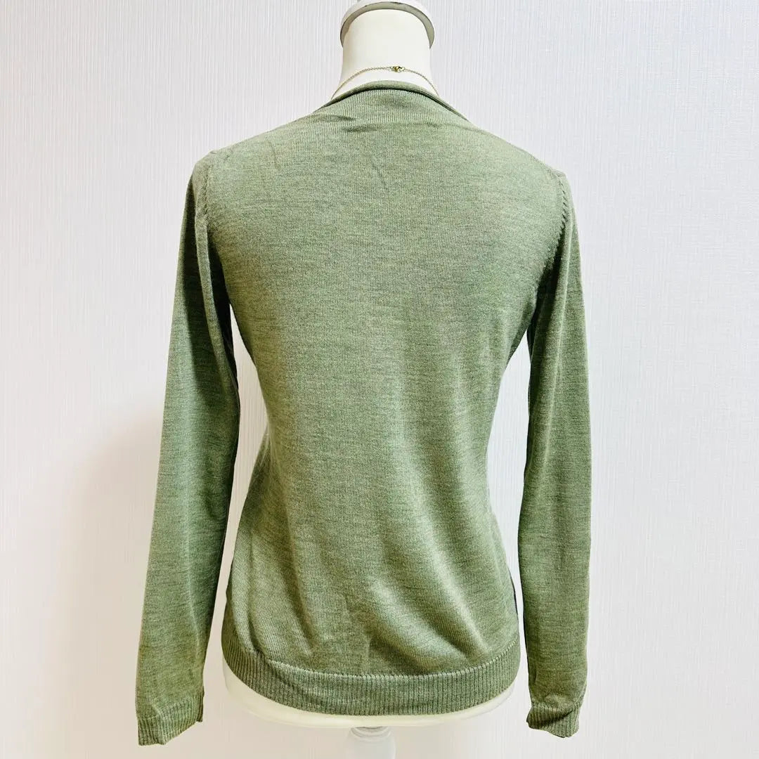 Uniqlo 100% stretch wool high gauge knit cardigan Sage Green